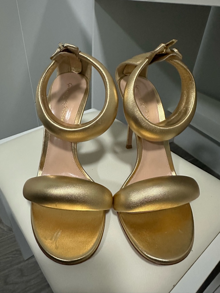 Gianvito Rossi Metallic Gold Ankle-Strap Sandals